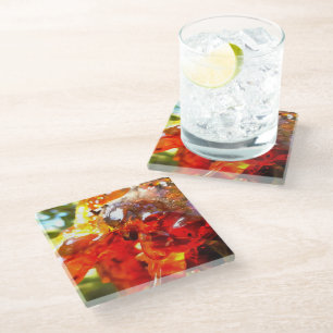 Apricot Tree Leaked Resin Abstract Abstract Painti Glass Coaster