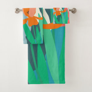 Apricot Tulips Artistic Modern Colour Blocks   Bath Towel Set