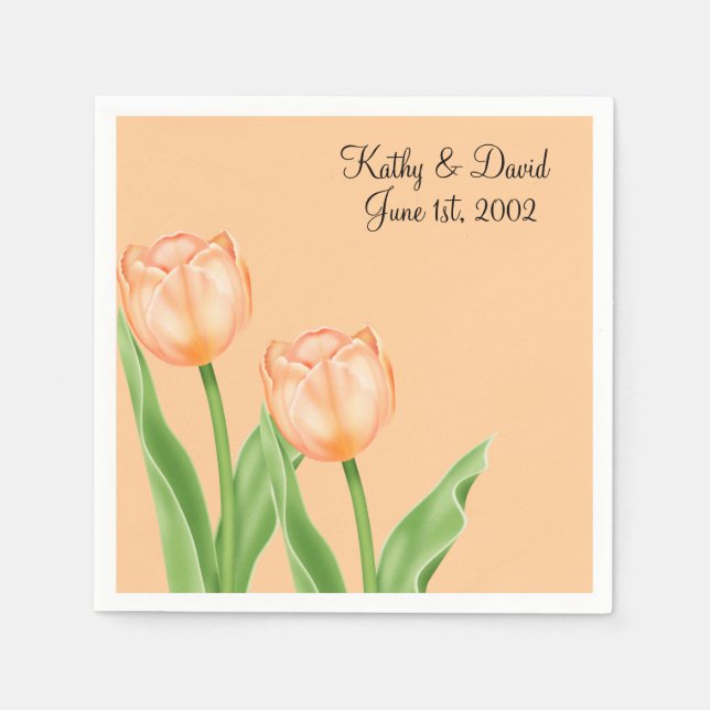 Apricot Tulips (Wedding) Napkin (Front)