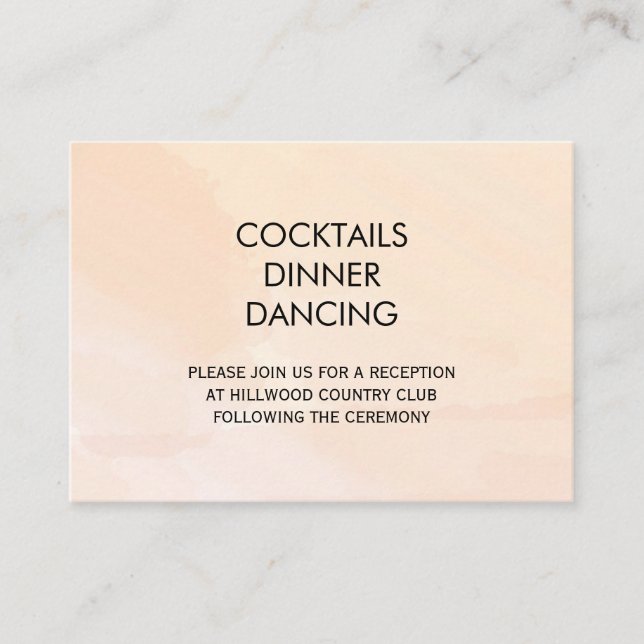 Apricot Watercolor Wedding Reception Card (Front)