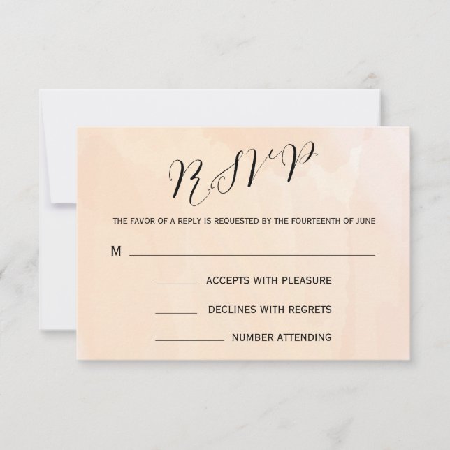 Apricot Watercolor Wedding Response Card for RSVP (Front)