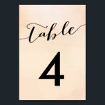 Apricot Watercolor Wedding Table Number Cards<br><div class="desc">Modern. Minimal. Delicate. This collection uses clean lines,  classic typefaces,  and a soft background texture to create an elegant look for your special day.</div>
