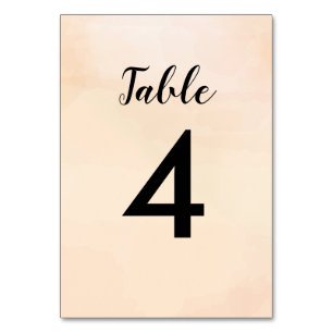 Apricot Watercolor Wedding Table Number Cards
