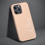 Apricot White Elegant Calligraphy Script Name Case-Mate iPhone 14 Case<br><div class="desc">Apricot White Elegant Calligraphy Script Custom Personalized Name iPhone 14 Smart Phone Cases features a modern and trendy simple and stylish design with your personalized name in elegant hand written calligraphy script typography on a apricot background. Designed by ©Evco Studio www.zazzle.com/store/evcostudio</div>