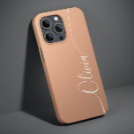Apricot White Elegant Calligraphy Script Name Case-Mate iPhone 14 Case<br><div class="desc">Apricot Shimmer White Elegant Calligraphy Script Custom Personalized Name iPhone 14 Smart Phone Cases features a modern and trendy simple and stylish design with your personalized name in elegant hand written calligraphy script typography on a metallic apricot shimmer background. Designed by ©Evco Studio www.zazzle.com/store/evcostudio</div>