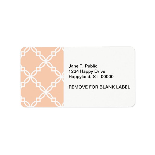 Apricot White Large Fancy Quatrefoil Pattern Label (Front)