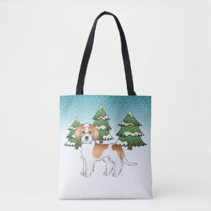 Apricot & White Mini Goldendoodle Winter Forest Tote Bag
