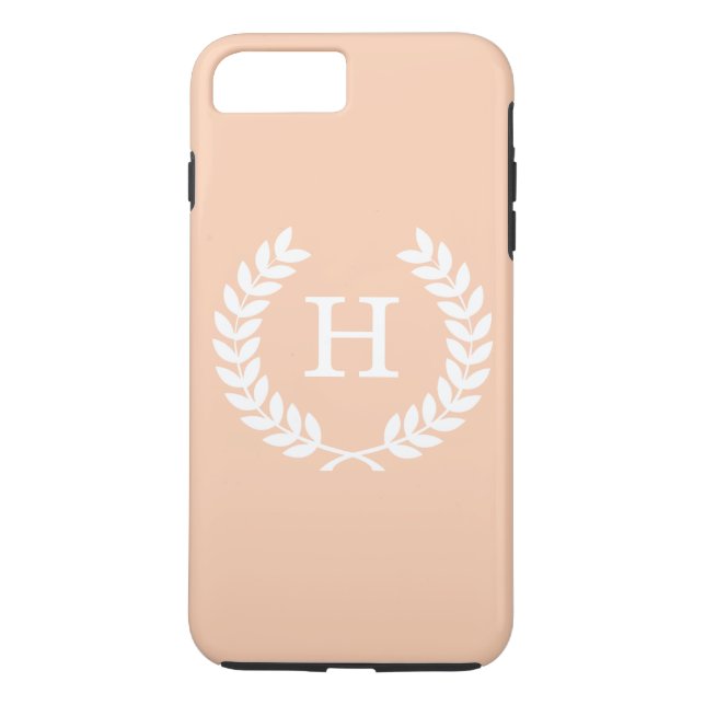 Apricot White Wheat Laurel Wreath Initial Monogram Case-Mate iPhone Case (Back)