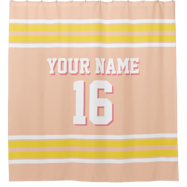 Apricot with Yellow White Stripes Sports Jersey (Front)