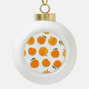 Apricots Watercolor White Background Vintage Ceramic Ball Christmas Ornament