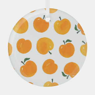 Apricots Watercolor White Background Vintage Glass Ornament