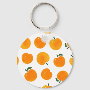 Apricots Watercolor White Background Vintage Keychain