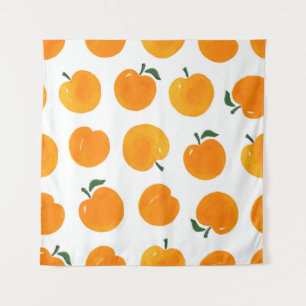 Apricots Watercolor White Background Vintage Tapestry