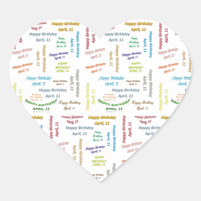 April, 11 Birthday Sticker (Front)