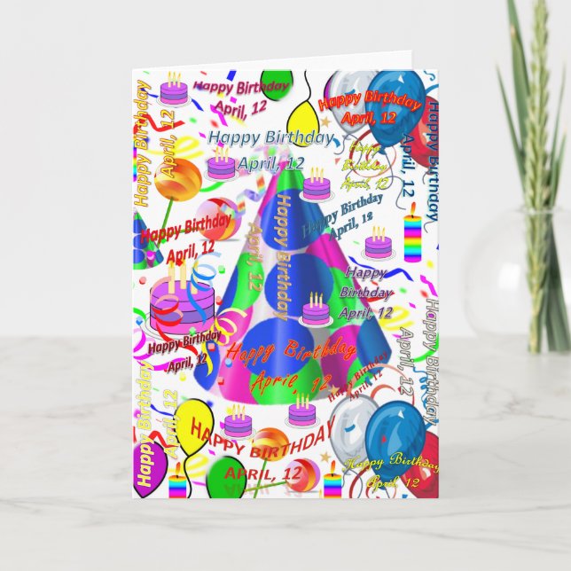 April, 12 Birthday Greeting Card Folded (Front)