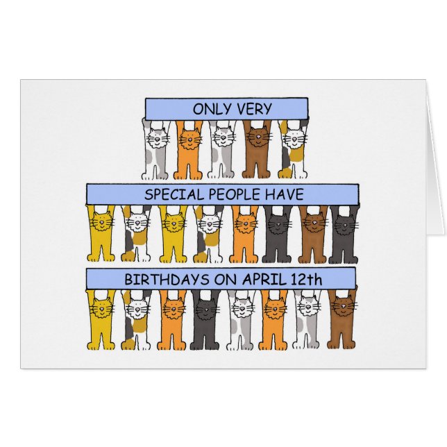 April 12th Birthday Cartoon Cats (Front Horizontal)