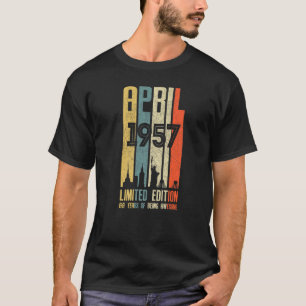 April 1957 66 Birthday 66 Year Old 1957 Birthday V T-Shirt