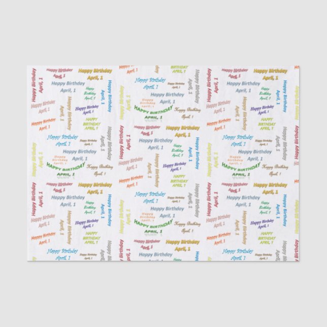 April, 1 Birthday Tissue Paper (Front)