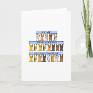 April 1st Birthday Cartoon Cats Card