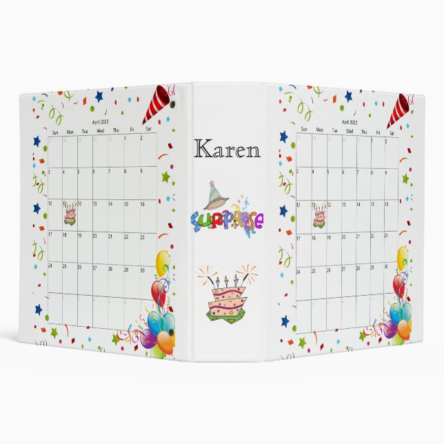 April 2022 Calendar Happy Birthday Binder  (Background)