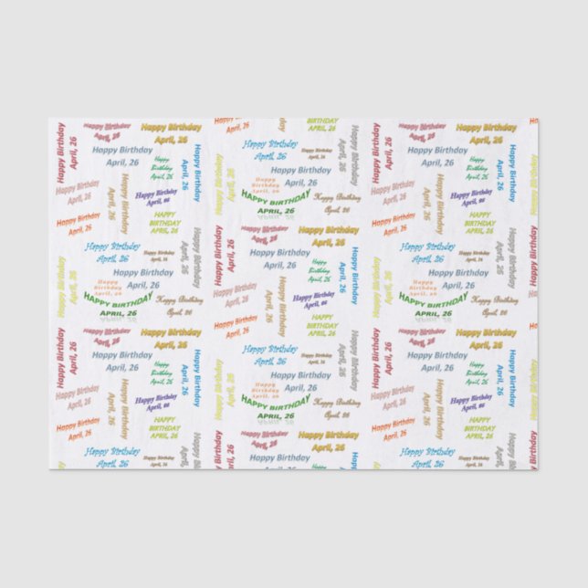 April, 26 Birthday Tissue Paper (Front)