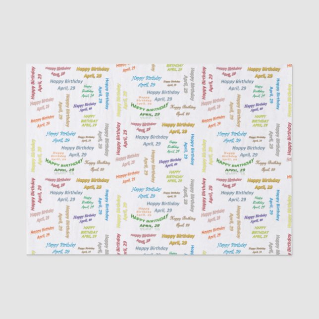 April, 29 Birthday Tissue Paper (Front)