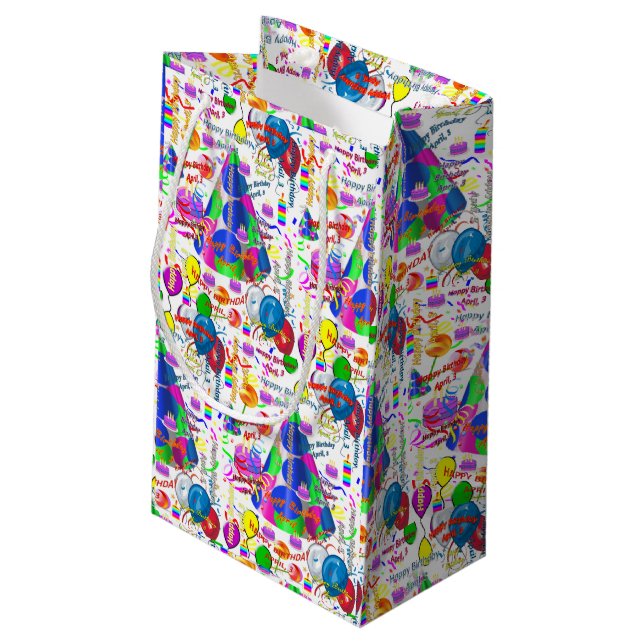 April, 3 Birthday Gift Bag (Back Angled)