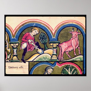 April: A Peasant Digging Poster