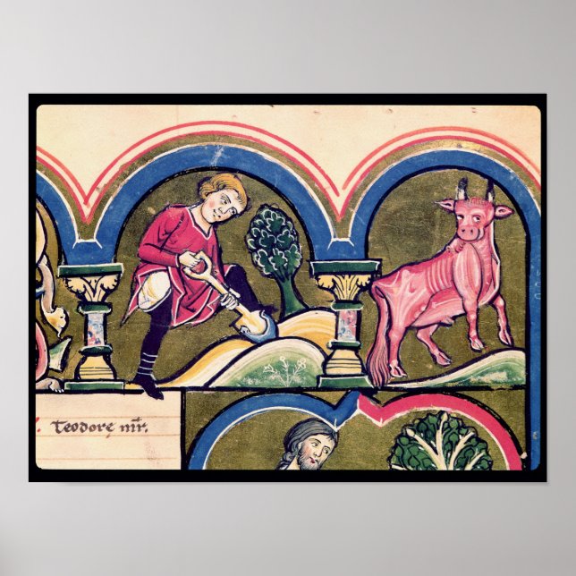 April: A Peasant Digging Poster (Front)