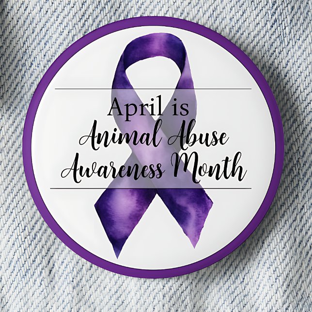 April Animal Abuse Awareness Month 2 Inch Round Button (April is Animal Abuse Awareness month pinback button.)