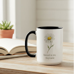 April Birth Flower Daisy Watercolor Mug