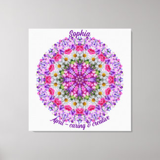 April Birth Flower Personalized Daisy Mandala Art Canvas Print