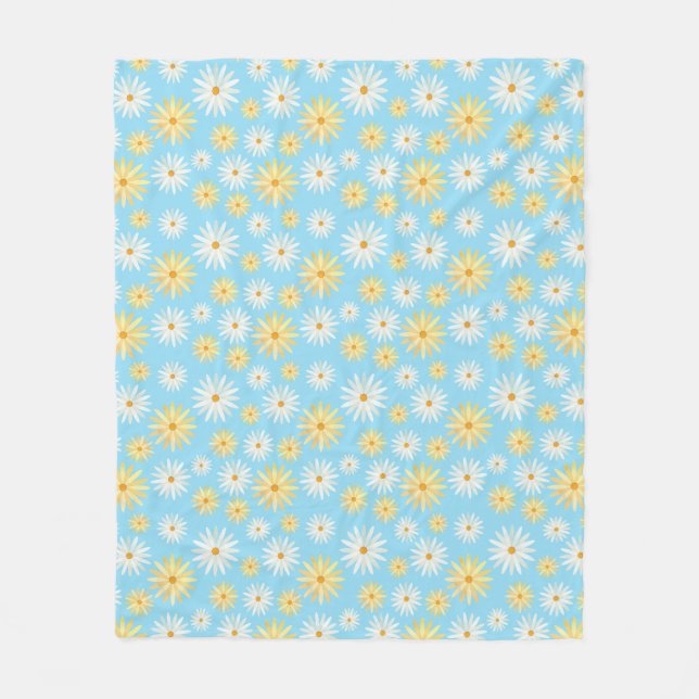 April Birth Flower - Refreshing Daisy Pattern Fleece Blanket (Front)