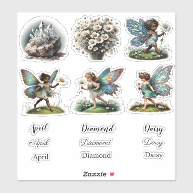 April Birth Month Birth Flower Sticker Set (Sheet)