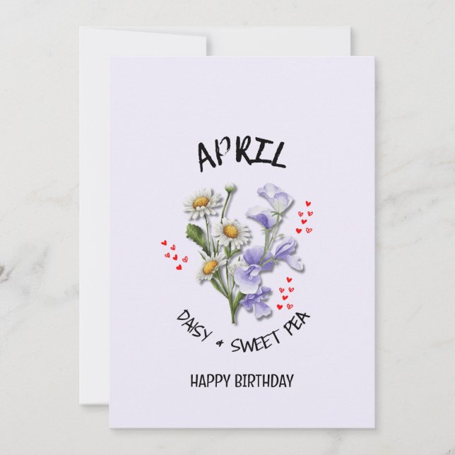 APRIL Birth Month Flower Birthday Card (Front)