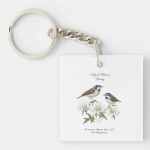 April Birth Month Flower Daisy Cherished Birthday Keychain