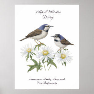 April Birth Month Flower Daisy Cherished Birthday Poster