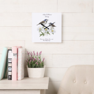 April Birth Month Flower Daisy Cherished Birthday Square Wall Clock