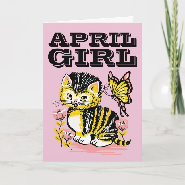 APRIL BIRTHDAY GIRL GREETING CARDS (Front)