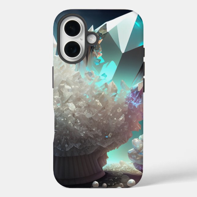 April Birthstone Diamond Quartz Crystal Pearls Case-Mate iPhone Case (Back)