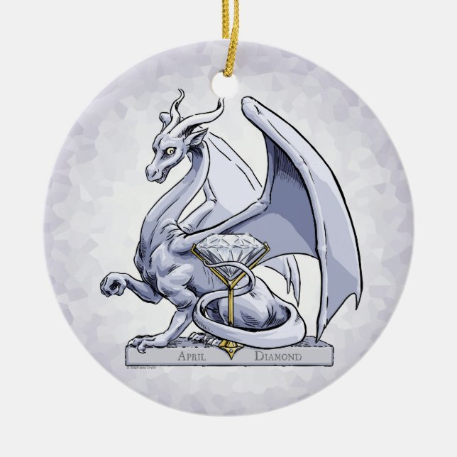 April Birthstone Dragon: Diamond Ornament (Front)