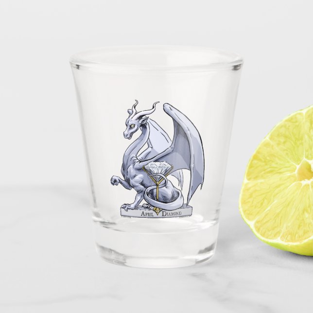 April Birthstone Dragon: Diamond Shot Glass (Front)