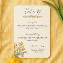 April Blossom Daffodil Wedding Enclosure Card