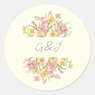 April Blossom Garden Daffodil Monogram Sticker