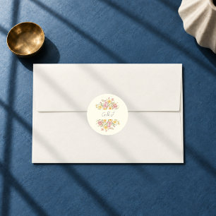 April Blossom Garden Daffodil Monogram Sticker