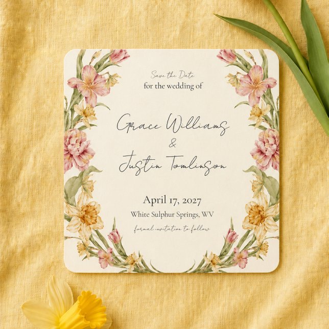 April Blossom Garden Daffodil Save the Date (Creator Uploaded)