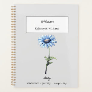 APRIL BLUE DAISY BIRTH FLOWER PERSONALIZED  PLANNER