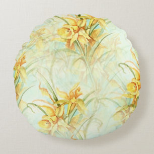 April Daffodils Round Pillow