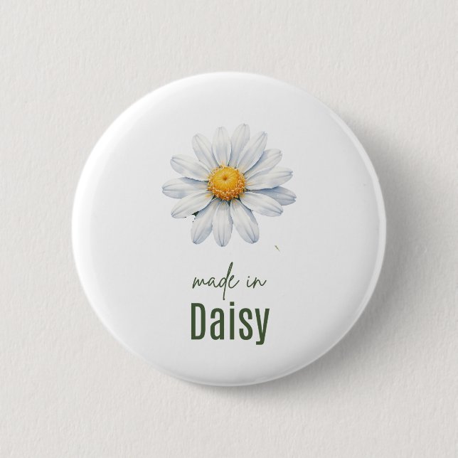 April Daisy Birth Flower  button Watercolor (Front)
