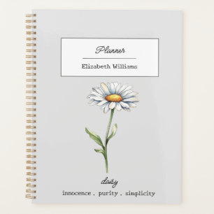 APRIL DAISY BIRTH FLOWER PERSONALIZED  PLANNER